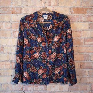Vintage Grandma Floral Button Up Blouse